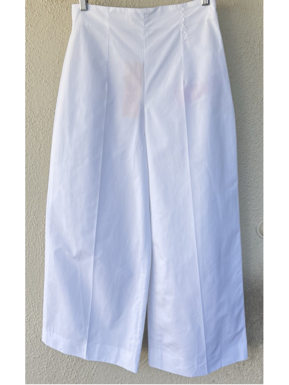 Marni White High Waisted Wide Leg Cropped Pants Organic Cotton Poplin IT 40 US 4
